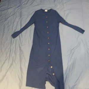 Blank blue button down dress.